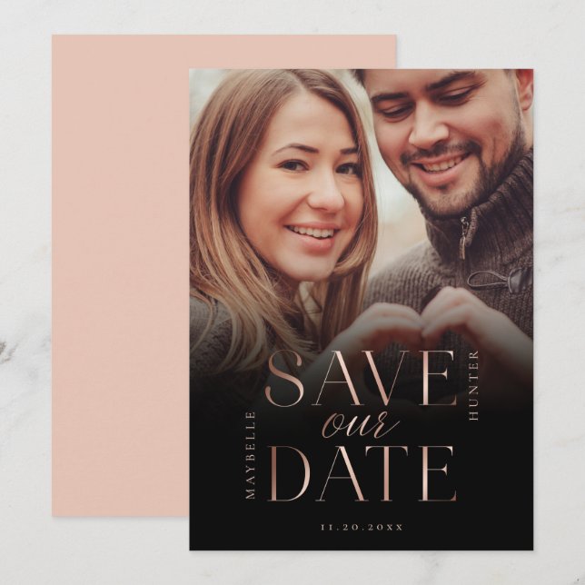 Reserve A Data Salve Nossa Data Rose Gold Foto Completa Gradiente (Frente/Verso)