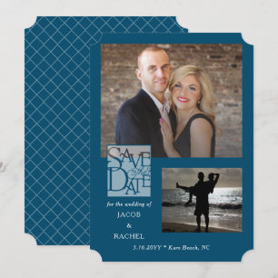 Reserve A Data Salve o casamento azul Elegante de 2 fotos no Ocea