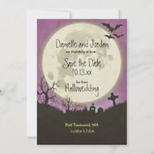 Salve o casamento do Dia das Bruxas em roxo