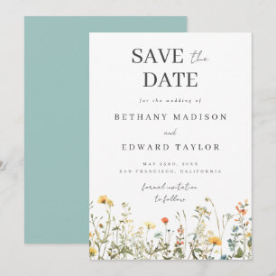 Reserve A Data Salve o Dia de Casamento com Flor Silvestre Simple