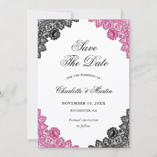 Reserve A Data Salve o Dia de Casamento em Renda Floral Rosa Quen