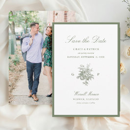 Reserve A Data Salve o Dia de Casamento em Verde Sálvia Clássico