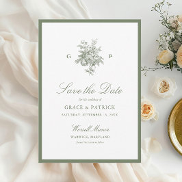 Reserve A Data Salve o Dia de Casamento em Verde Salvia Clássico