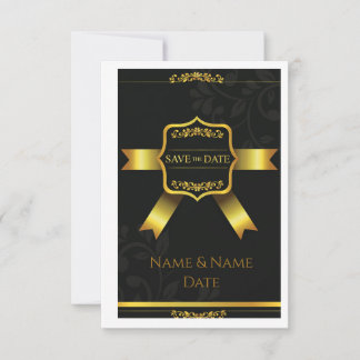 Reserve A Data Salve o Dia de Casamento Opulento em Preto Damask