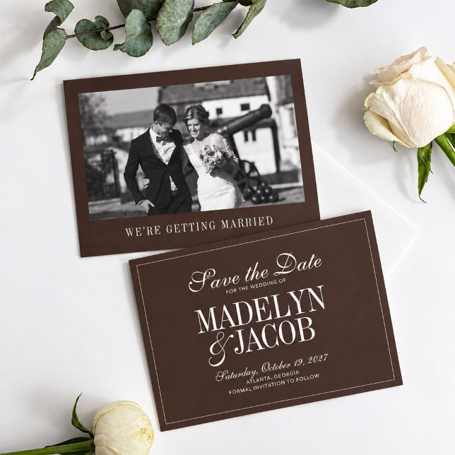Reserve A Data Salve o Dia do Casamento Clássico Marrom (Criador carregado)