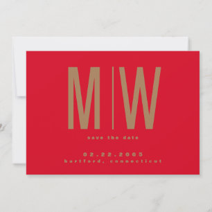 Reserve A Data Salve o Dia do Casamento com Grande Monograma Verm