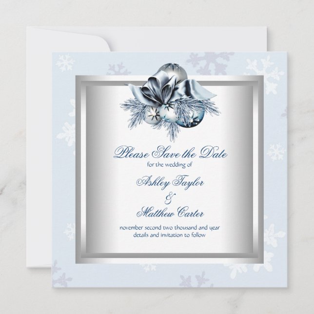 Reserve A Data Salve o Dia do Casamento de Inverno com Floco de N (Frente)