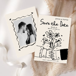 Reserve A Data Salve o Dia do Casamento Floral Desenhado à Mão Ca