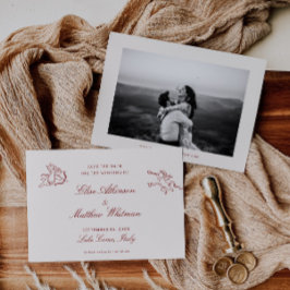 Reserve A Data Salve o Dia do Casamento Ilustrado Vermelho Capric