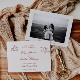 Reserve A Data Salve o Dia do Casamento Ilustrado Vermelho Capric