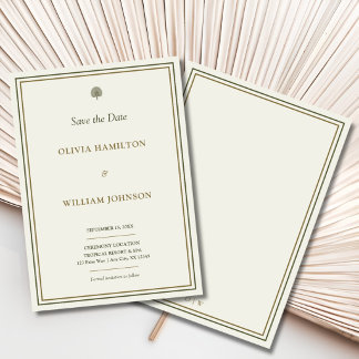 Reserve A Data Salve o Dia do Casamento Palmeira Marfim e Dourado