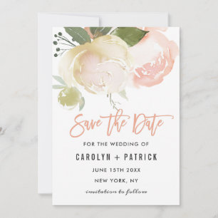 Reserve A Data Salve o Dia do Casamento Peônia Marfim Rosa Corado