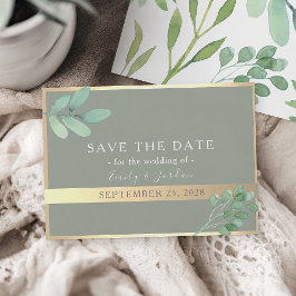 Reserve A Data Salve o Dia em Verde Salvia Dourado Botânico