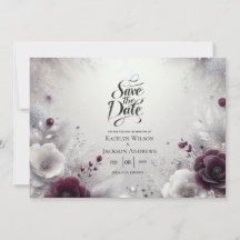 Salve o Dia Floral de Ameixa e Marfim Beijado pela