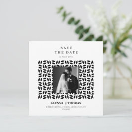 Reserve A Data Salve o dia floral geométrico preto e branco sofis