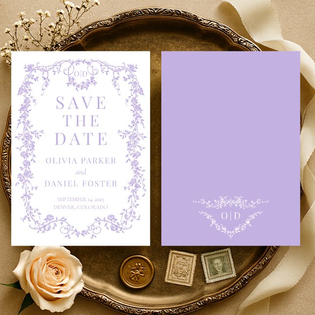 Reserve A Data Salve o Dia Lilac Roxo Vitoriano Francês (Criador carregado)