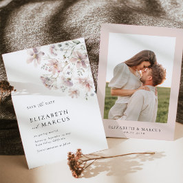 Reserve A Data Salve-se a Data de Casamento Minimalista com Flor
