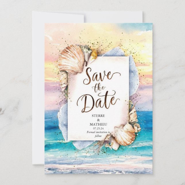 Reserve A Data Sandy Painted Romantic Beach Wedding (Frente)