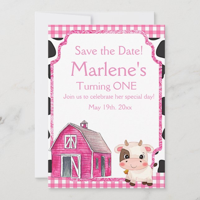 Reserve A Data Santa Vaca Primeiro Aniversário (Frente)