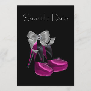 Reserve A Data Sapatos de Salto Alto Rosa Choque Preto Salve a Da