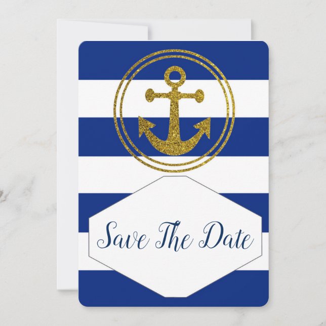 Reserve A Data Save the Date maritime Hochzeitseinladung (Frente)