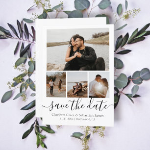 Reserve A Data Save The Date Typography Personalized 4 Photo