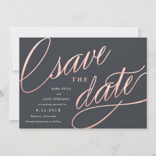 Reserve A Data Save the Dates Modernos Únicos   Dourado Rosa