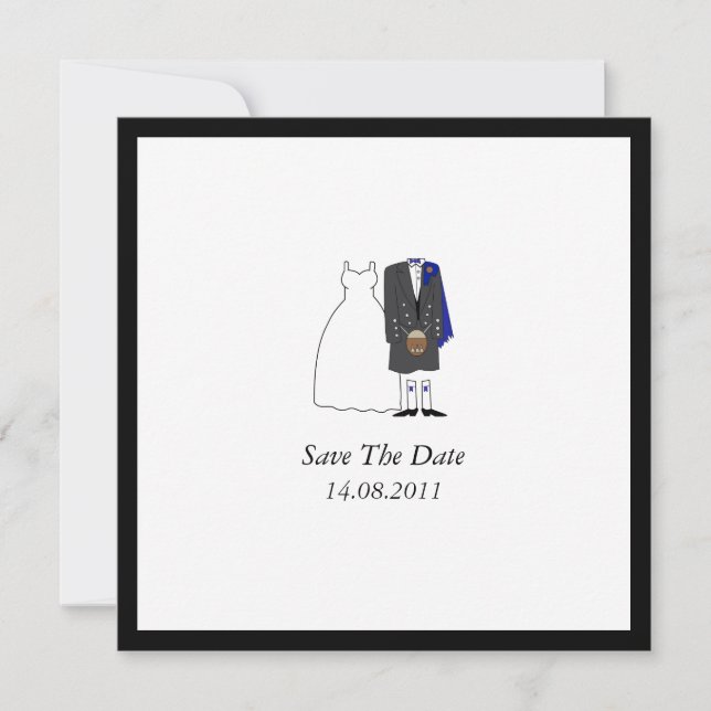Reserve A Data Scottish Kilt Bride & Groom Blue Salvar a Data (Frente)