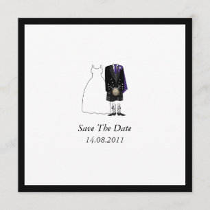 Reserve A Data Scottish Kilt Bride & Groom Purple Salvar a Data