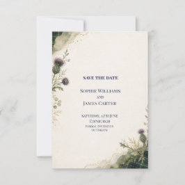 Reserve A Data Scottish Thistle Tartan Save the Date Card