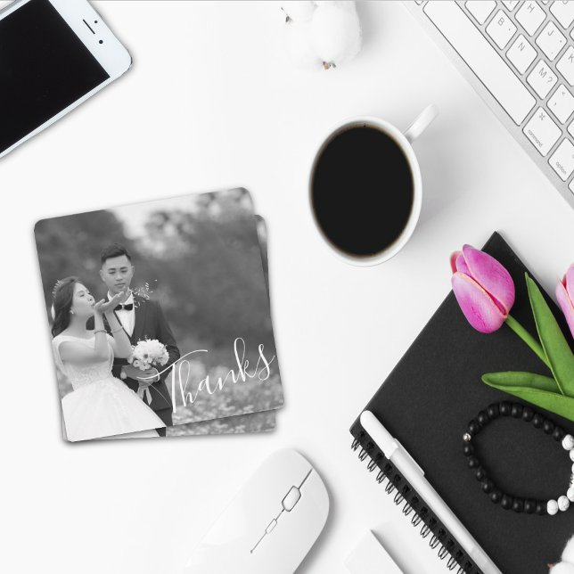 Reserve A Data Script Clássico Obrigados de Casamento Preto/Branc (Criador carregado)