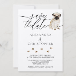 Reserve A Data script de caligrafia de casamento de filhote Pug