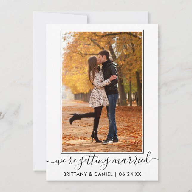 Reserve A Data Script de Caligrafia de Trendência Casando (Frente)