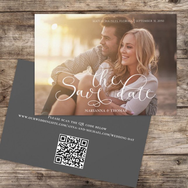Reserve A Data Script de Caligrafia Simples para Foto de Casament (Criador carregado)