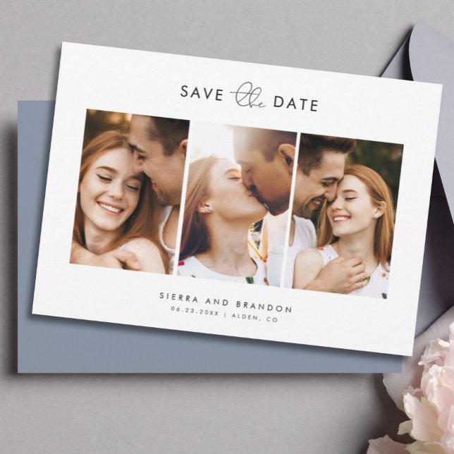 Reserve A Data Script de Colagem de Fotografias Moderno Mínimo Si (Criador carregado)