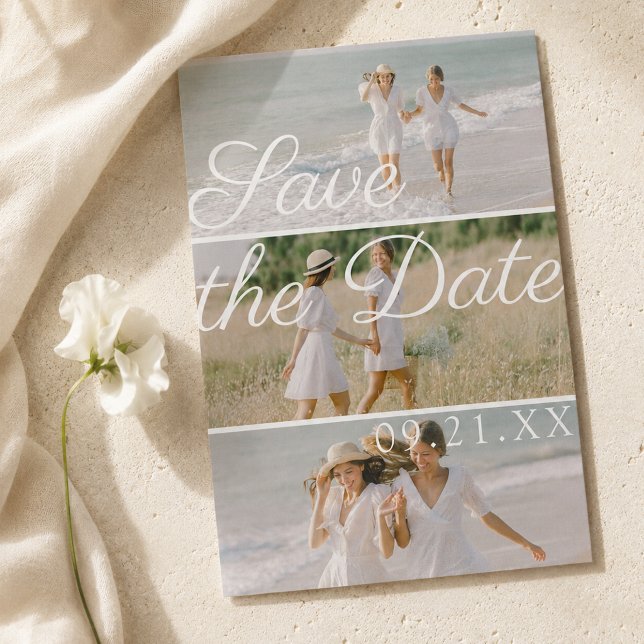 Reserve A Data Script de Colagem de Três Fotos Editorial (Editorial Three Photo Collage Script Save The Date
)