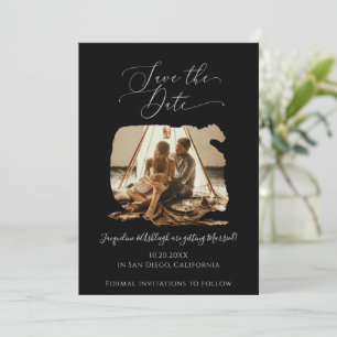 Reserve A Data Script de Foto Preto de Traço de Pincel Minimalist