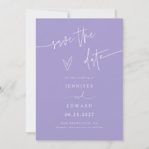Reserve A Data Script de Letra à Mão Violeta Casamento Salve a Da