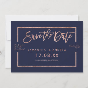 Reserve A Data script de quadro rosa gold marinho azul salvar dat