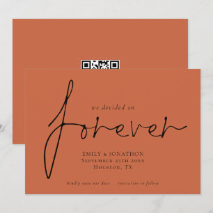 Reserve A Data Script Elegante para código QR de sempre Terracott