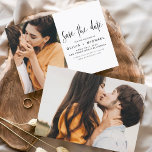 Reserve A Data Script Elegante Salve a data do minimalista de fot<br><div class="desc">Casamento Salve os Cartões de Data que têm uma foto na frente e atrás. Os Cartões salve a data contêm uma tipografia cursiva escrita moderna,  escrita à mão,  que é elegante,  simples e moderna,  a ser usada depois da celebração do dia do casamento.</div>