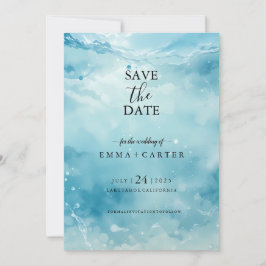 Reserve A Data Script Elegante SobSea Watercolor Salvar a Data