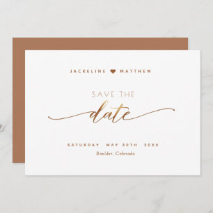 Reserve A Data Script Elegante, Terracotta, Casamento Simples