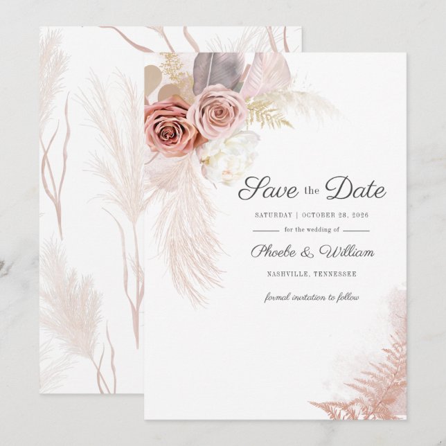 Reserve A Data Script Floral Terracotta de Grass Moderno (Frente/Verso)