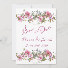 Reserve A Data Script Romântico de Aquarela Floral Cor-de-Rosa