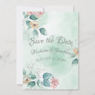 Reserve A Data Script Romântico Floral de Aquarela