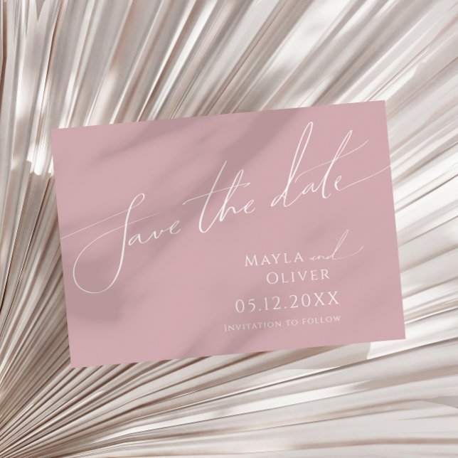 Reserve A Data Script Whimsical | Rosa com poeira horizontal (Criador carregado)