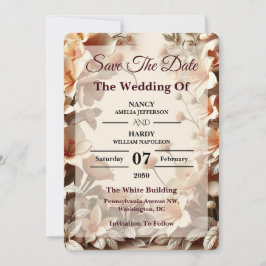 Reserve A Data Sculptural Floral Neutral Wedding Save The Date