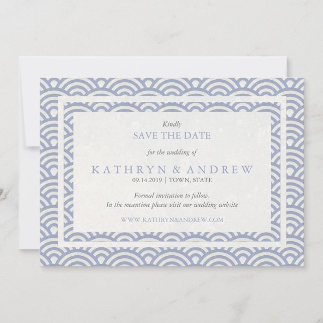 Reserve A Data Seigaiha Japonês Salva A Data Sem Foto (Frente)