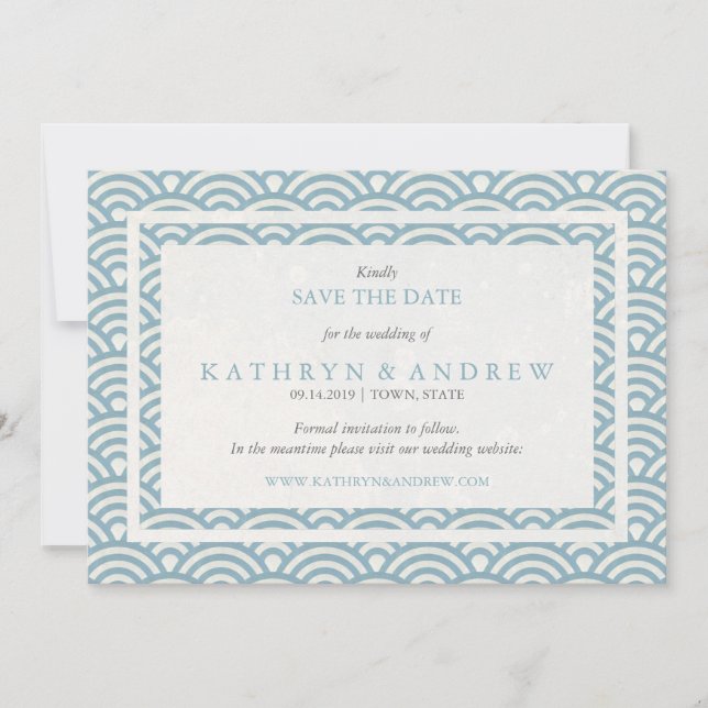 Reserve A Data Seigaiha Japonês Salva A Data Sem Foto (Frente)